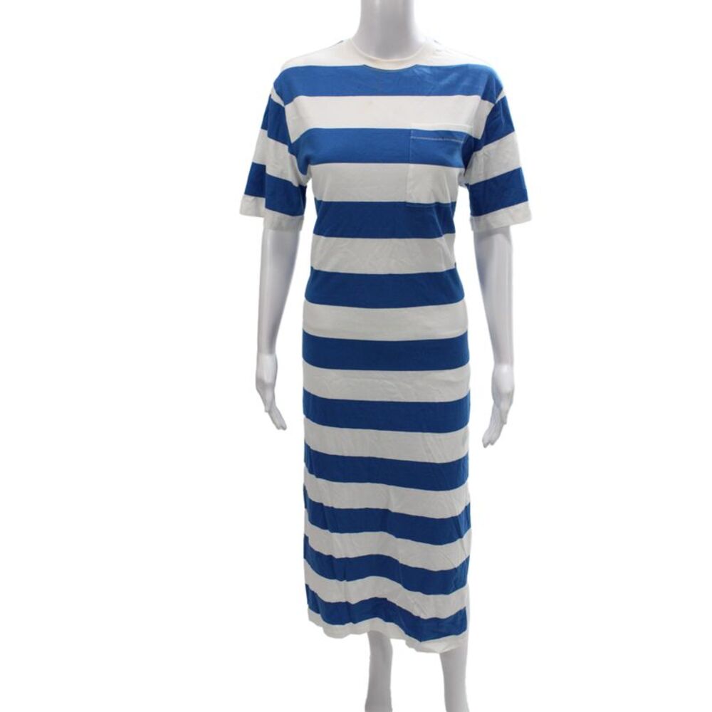 Xirena Womens T-Shirt Dress Blue Striped Cotton Short Sleeve Long Size S